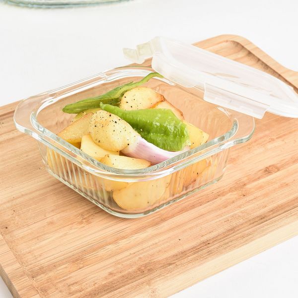 SharpChef 2PK Airtight Glass Food Container with Vent Lid, Leak-Proof Silicone Seal, Microwave and Dishwasher Safe, 1050 ml / 35 oz / 4.4 cup