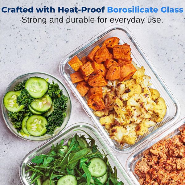 SereneLife 24-Piece High Borosilicate Glass Food Storage Containers Set (SLGL24GY.5)