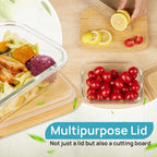 Vtopmart 4 Pack Glass Food Storage Containers with Bamboo Lids, for Microwave, Oven, Freezer and Dishwasher, BPA Free