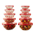 Classic Cuisine 20-Piece Strawberry Design Glass Bowls with Lids Set