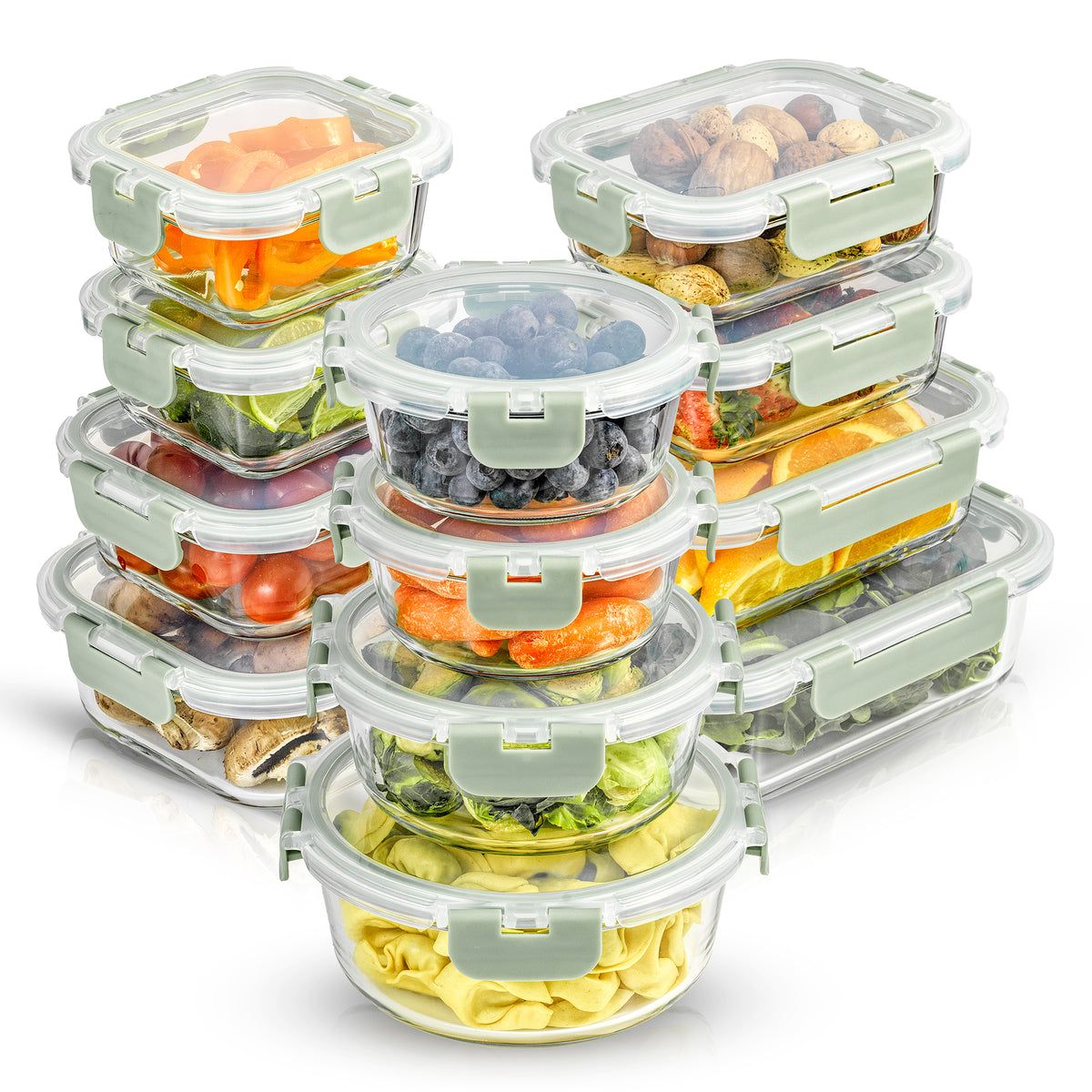 12 Glass Storage Containers (Blushy Pink)