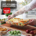 Joytable 4-Pack Baking Pans Set, Glass Food Storage Containers with Lids, Glass Baking Dishes for Oven - Black