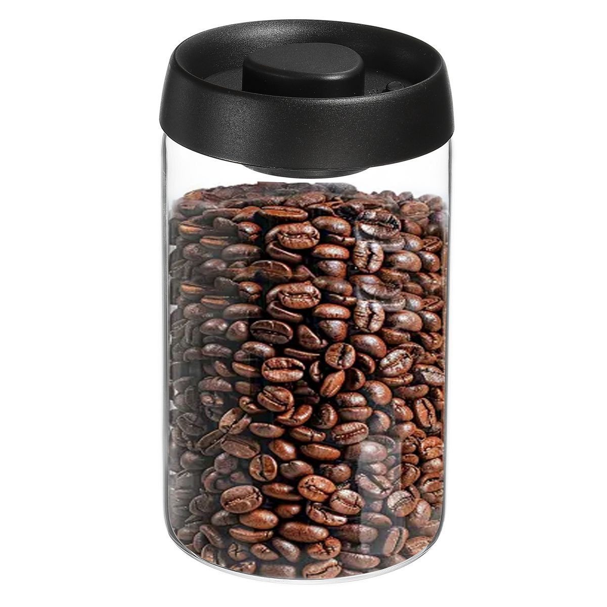 Unique Bargains Glass Airtight Vacuum Seal Coffee Bean Container 40oz Black