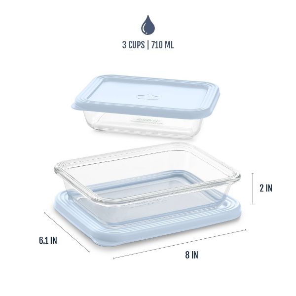 Ello Everyday 2pk 3c Rectangle Glass Food Storage container Set Crystal Pink