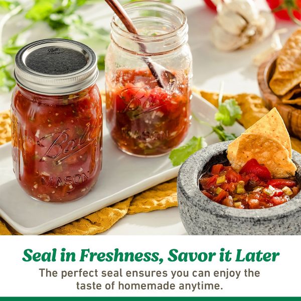 Ball 64oz 6pk Glass Wide Mouth Mason Jar with Lid and Band: Clear Canning Jars, Dishwasher-Safe, 4" Neck Diameter