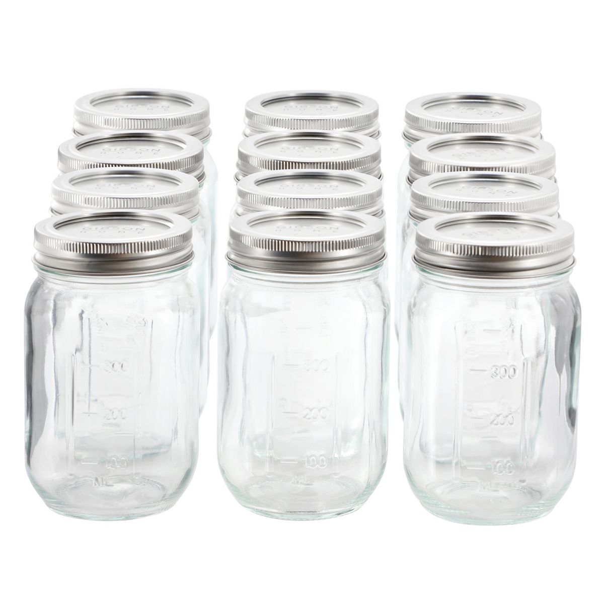 Gibson Home Market Preserves 12 Piece 16 Ounce Glass Canning jars with Lids and Bands
