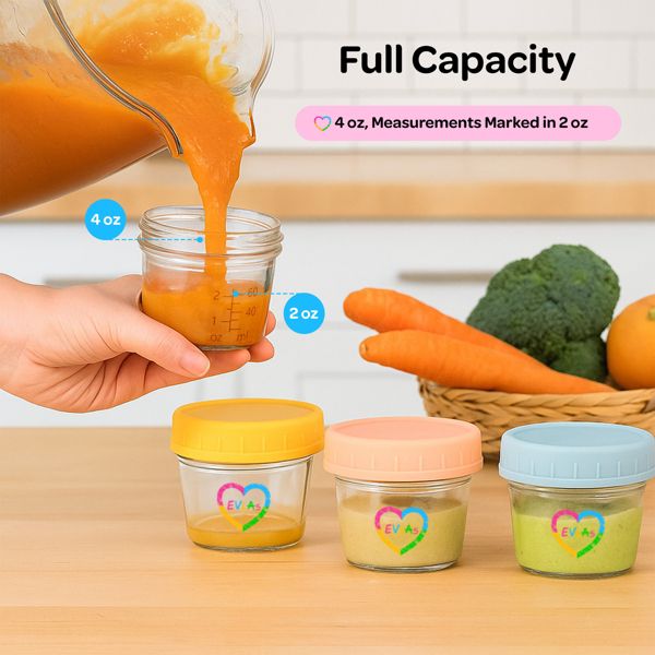EVLA’s 4oz Glass Baby Food Containers 12-Pack