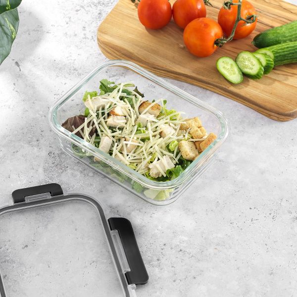 JoyJolt Glass Food Storage Containers with Airtight Lids - Set of 5 - Black
