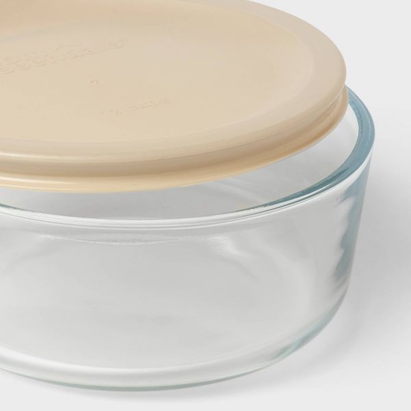 6pc (set of 3) 2c Round Glass Food Storage Container Set Blue - Room Essentials™