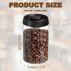 Unique Bargains Glass Airtight Vacuum Seal Coffee Bean Container 40oz Black
