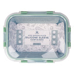 Lexi Home 35 oz. Rectangular Glass Food Storage Container with Snap-Lock Lid & Sage Silicone Sleeve