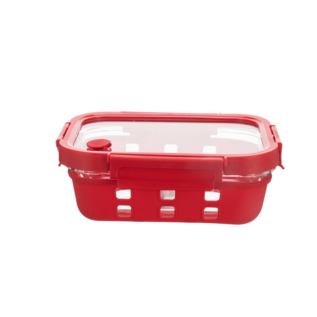 Genicook 35.5oz Rectangle Food Storage Container with Glass Lid Red