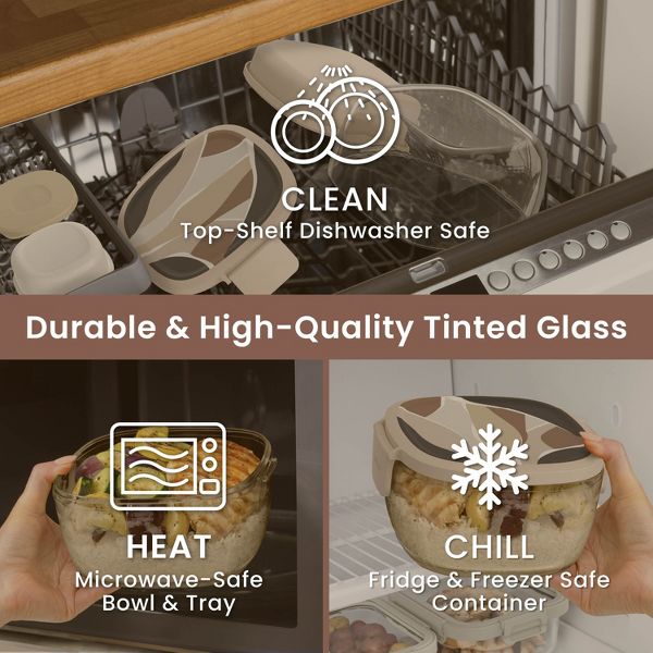 Bentgo 7.6c Glass All-in-One Salad Container Mod Curves Desert Rose