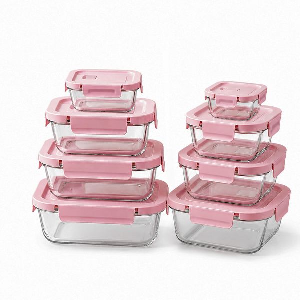 AEELLEEA 8 Pack BPA Free Airtight Glass Meal Prep Containers, Microwave Freezer Dishwasher Safe Office Food Lunch Storage Boxes