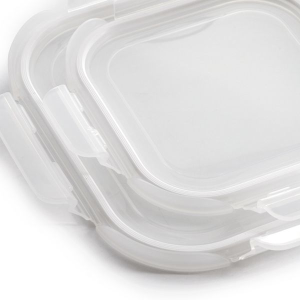 Gibson Home Essential Storage 4 Piece Borosilicate Glass Square Container Set with Snap Lids