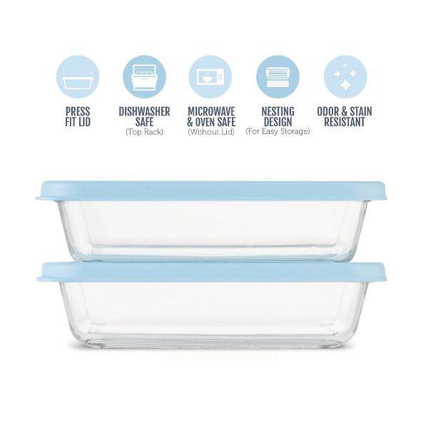 Ello 4pc (Set of 2) Everyday 4.5c Glass Food Storage Containers Blue