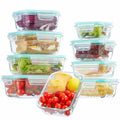 8 Pcs Blue Glass Food Storage Containers