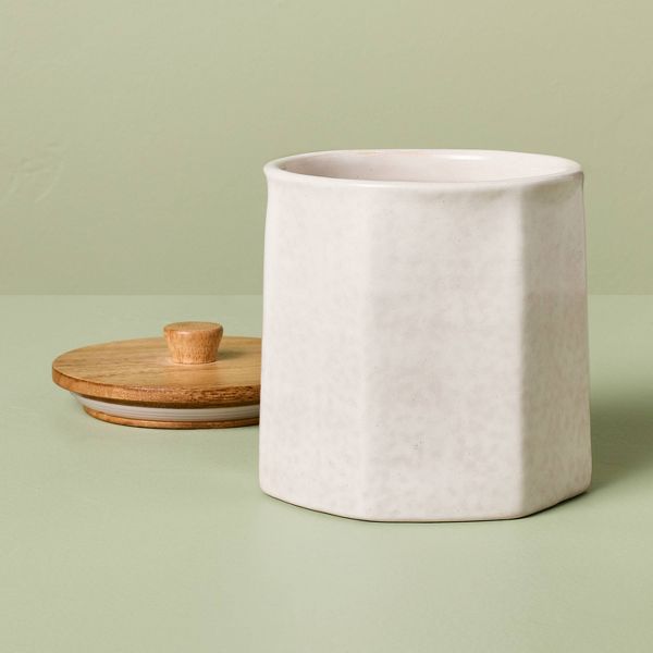 130 fl oz Extra Large Stoneware Canister Sour Cream - Hearth & Hand™ with Magnolia