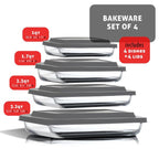 Joytable 4-Pack Baking Pans Set, Glass Food Storage Containers with Lids, Glass Baking Dishes for Oven - Black