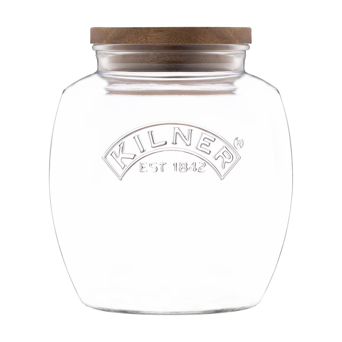 Kilner Universal Glass Storage Jar with Wooden Lid and Silicone Seal, 28.7 Ounce
