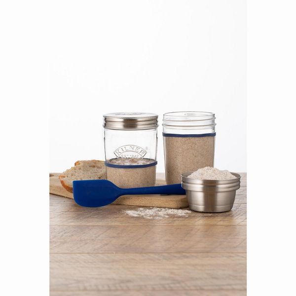 Kilner Sourdough Starter Set, 2 Glass Jars with Spatula and Measuring Markers