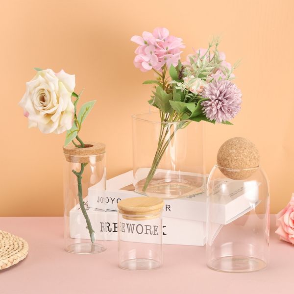 Unique Bargains Kitchen Food Storage Glass Jar with Airtight Bamboo Lid 10x10cm