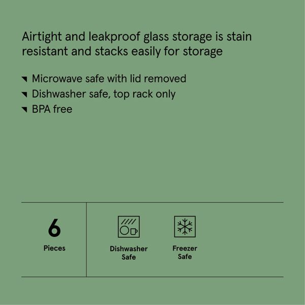 6pc (Set of 3) Glass Food Storage Container Set Clear - Figmint™: Freezer, Dishwasher & Microwave Safe