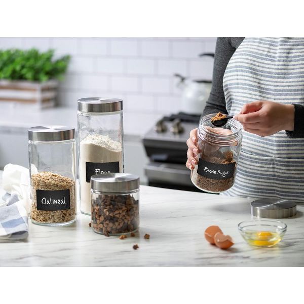 Le'raze 4pc Canister Set with Airtight Lids + Labels & Marker