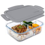 Bentgo 41oz Glass Leak-proof Lunch Box with Plastic Lid - Gray: Food Storage, Stain & Odor-Resistant, Dishwasher Safe