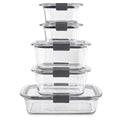 Rubbermaid 10pc Brilliance Glass Food Storage Set: Glass Containers with Lids, Oven & Microwave Safe, Dishwasher Safe