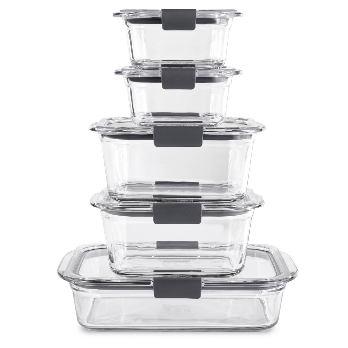 Rubbermaid 10pc Brilliance Glass Food Storage Set: Glass Containers with Lids, Oven & Microwave Safe, Dishwasher Safe