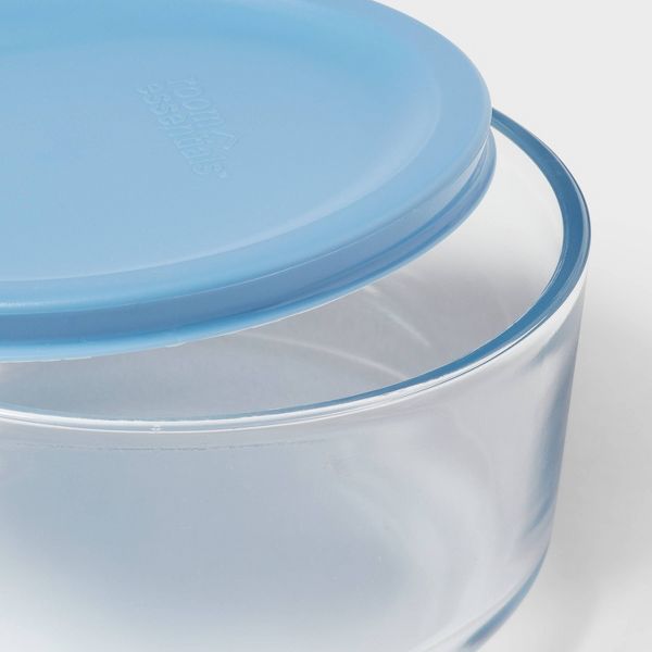 4pc (set of 2) 4c Round Glass Food Storage Container Set Blue - Room Essentials™