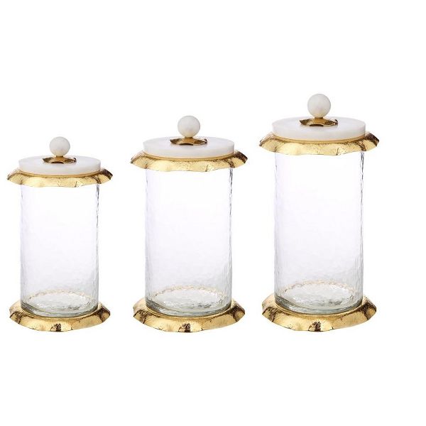 Classic Touch Glass Canister with Marble Lid