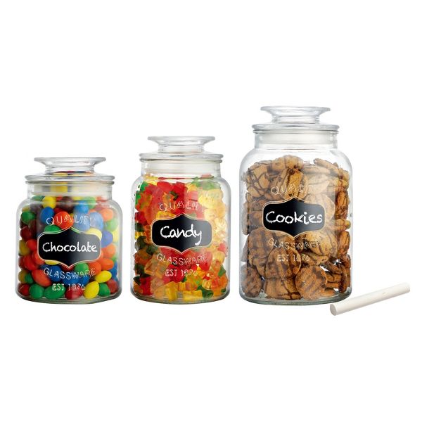 EuroHome Glass Canister with Chalkboard Label 3-Piece Set