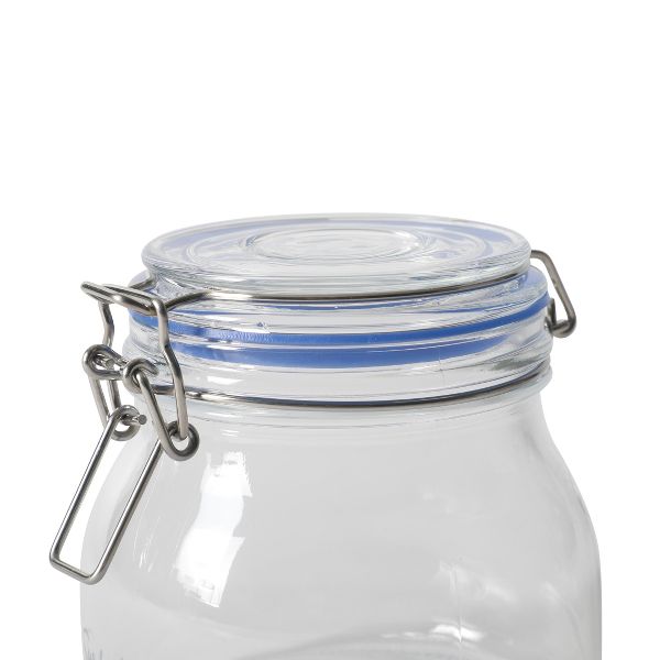 Sur La Table Lyon Court 4-Piece Glass Canister Set, Food Storage with Airtight Trigger Clamp Lids – 71 oz, 54 oz, 37 oz & 22.5 oz, Dishwasher Safe
