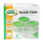Glass Food Storage Containers (4 Pk) - 2oz Jars in Stackable Storage Tray w Tight Interlocking Base- Microwave, Freezer & Dishwasher Safe