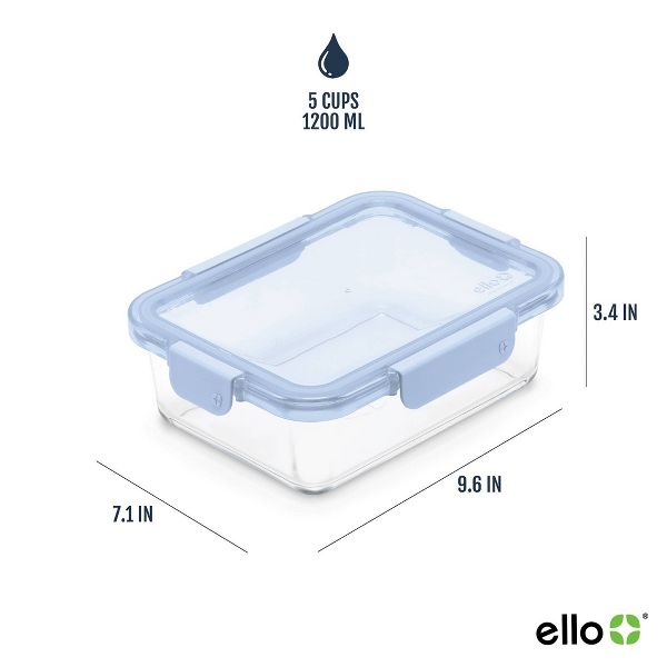 Ello Color Lock 10pc (set of 5) Glass Meal Prep Food Storage Containers Set Multicolor Brights: Glass, Oven & Microwave Safe, Dishwasher Safe,