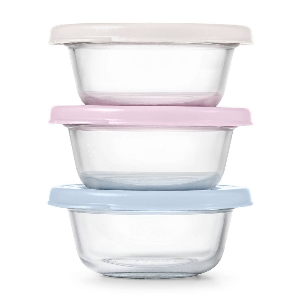 Ello Everyday 3pk 1c Round Glass Food Storage Container Set Garden Harmony