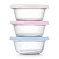 Ello Everyday 3pk 1c Round Glass Food Storage Container Set Garden Harmony