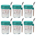 Unique Bargains Leak-Proof Durable Overnight Oats Glass Jar 6 Pcs Cyan