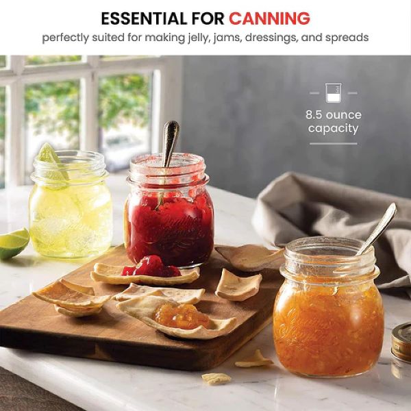 Bormioli Rocco Quattro Stagioni 17oz Glass Preserving Jars, Set of 6 - Wide Mouth Airtight, Twist Top Mason Jars