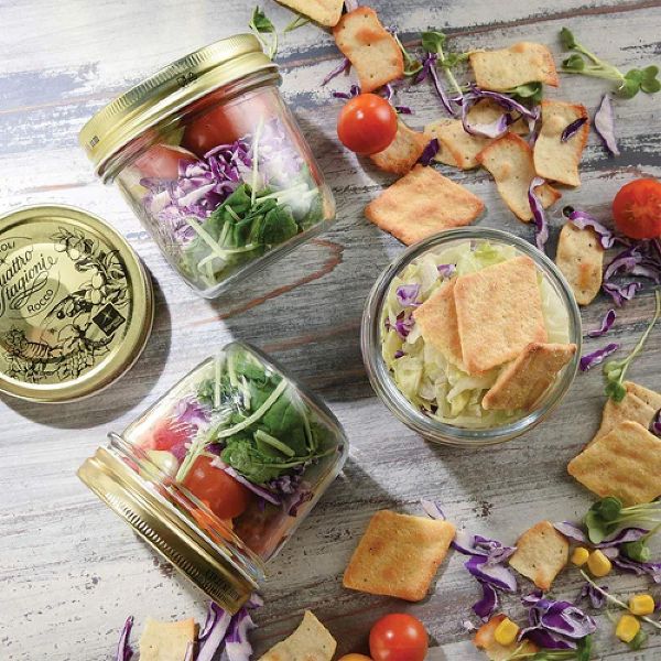 Bormioli Rocco Quattro Stagioni 10.75 oz Glass Preserving Jar Set of 12, Wide‑Mouth Twist‑Top Canister with Airtight Seal, Bee embossed Storage