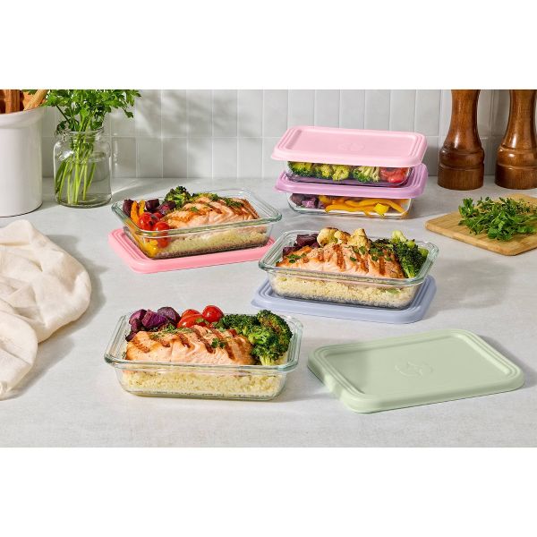 Ello Everyday 10pc 3c Glass Meal prep Food Storage Container Set Coastal Postcard