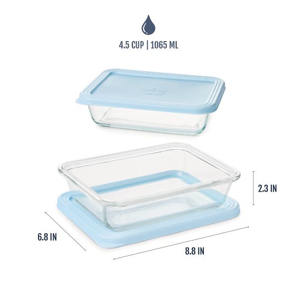 Ello 4pc (Set of 2) Everyday 4.5c Glass Food Storage Containers Blue