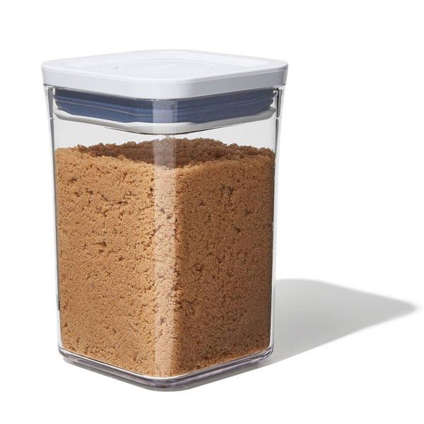 OXO POP 1.1qt Plastic Short Small Square Food Storage Container White: Air Tight Seal, Dishwasher-Safe, Lifetime Warranty