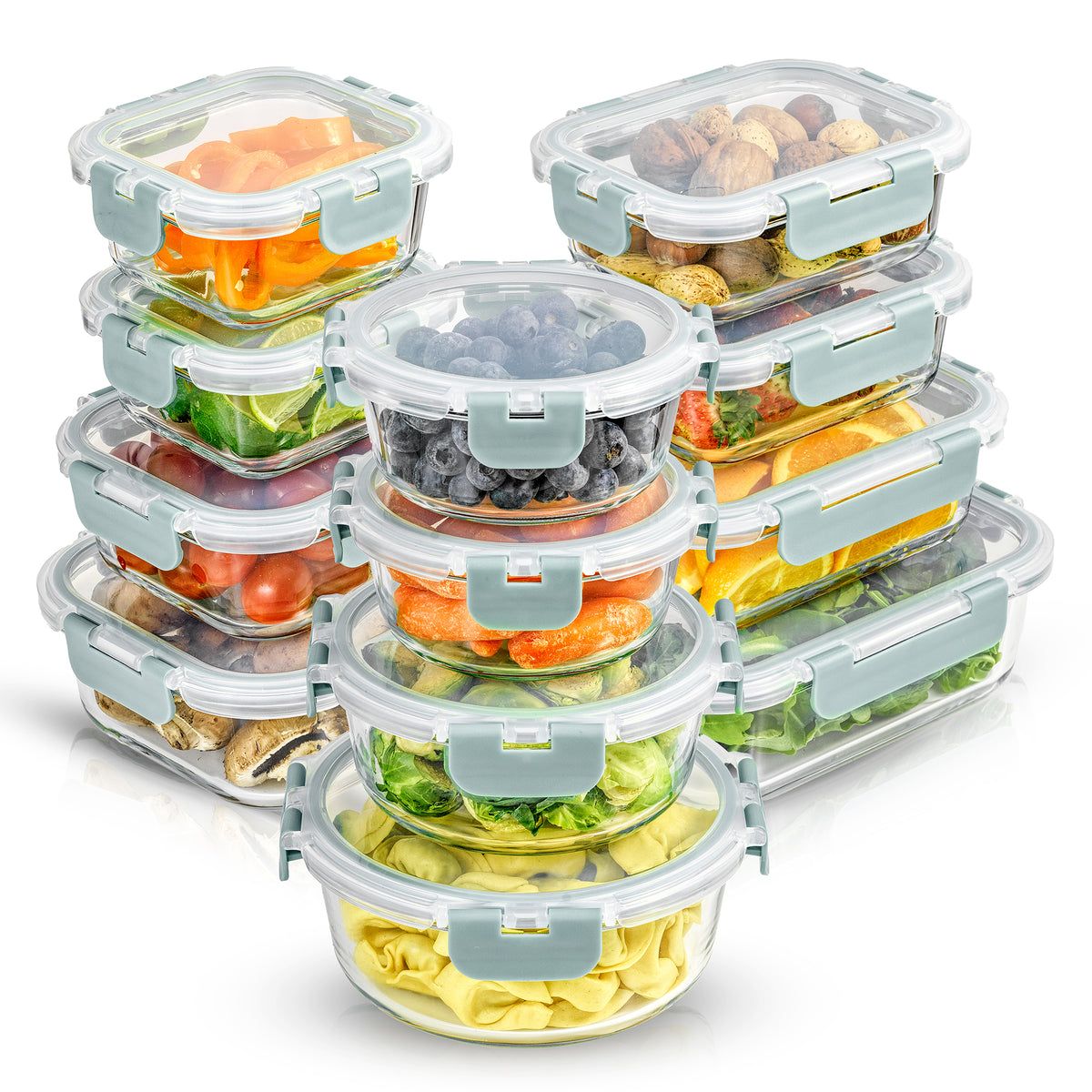 12 Glass Storage Containers (Blushy Pink)