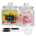 KooK Set of 2 Glass Storage Containers with Airtight Lids 1/2 Gallon Pantry & Bathroom Jars with Chalk & Labels