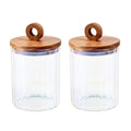 SharpChef 2PK Glass Airtight Electroplated Storage Jar with Wooden Acacia Lid, Glass Food Storage Jars, 25 oz / 0.75 L / 3 cups