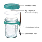 Unique Bargains Leak-Proof Durable Overnight Oats Glass Jar 6 Pcs Cyan
