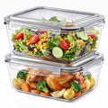 Sorbus 2 Pack Glass Food Storage Containers with Plastic Airtight Lids - Dishwasher and Oven Safe Reusable Meal Prep, Freezer Safe